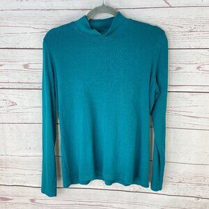 Karen Scott Women's Solid Green Long Sleeve Stretch Turtle Neck Shirt Size M‎